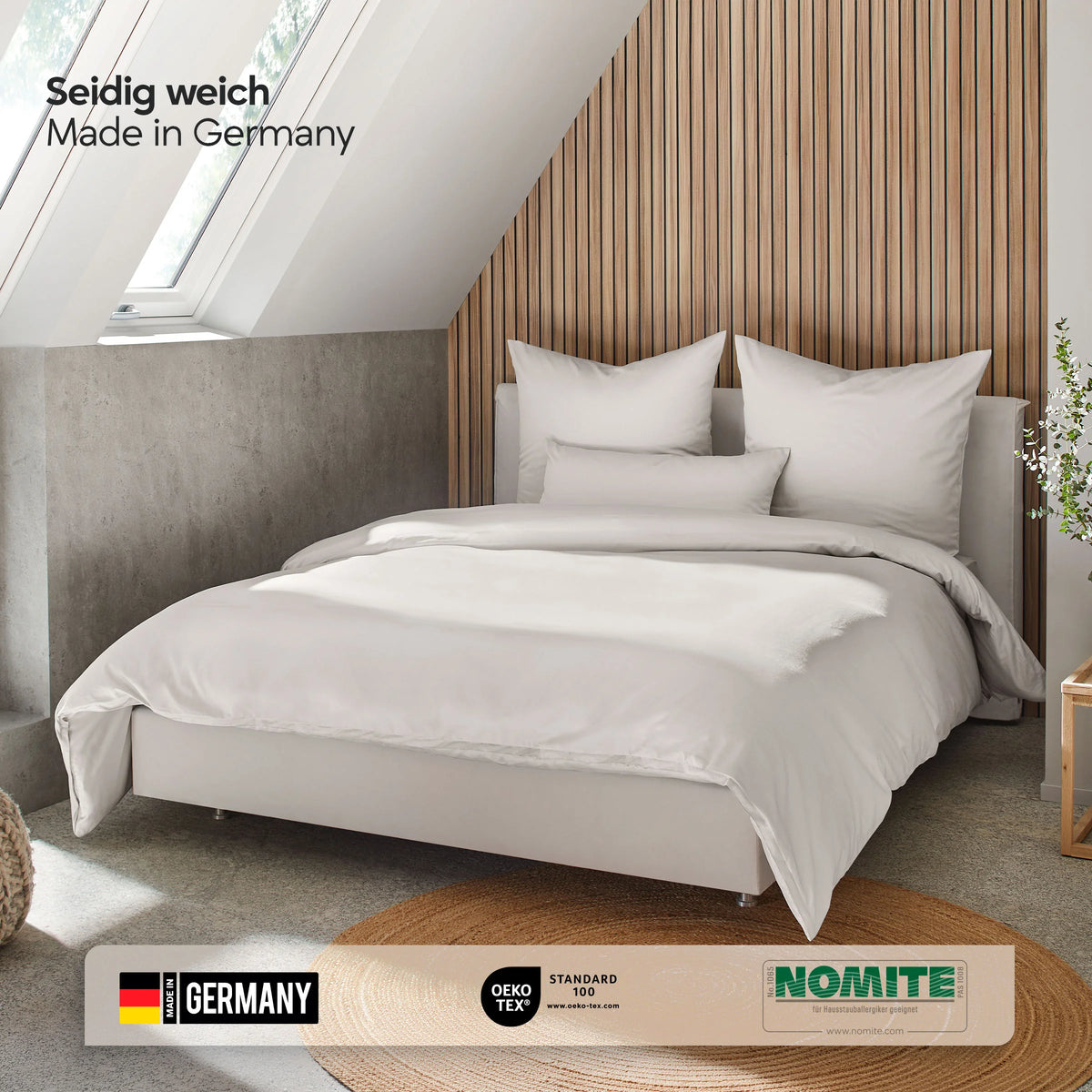 Satin-Bettwäsche Dessin 42 – Off-White