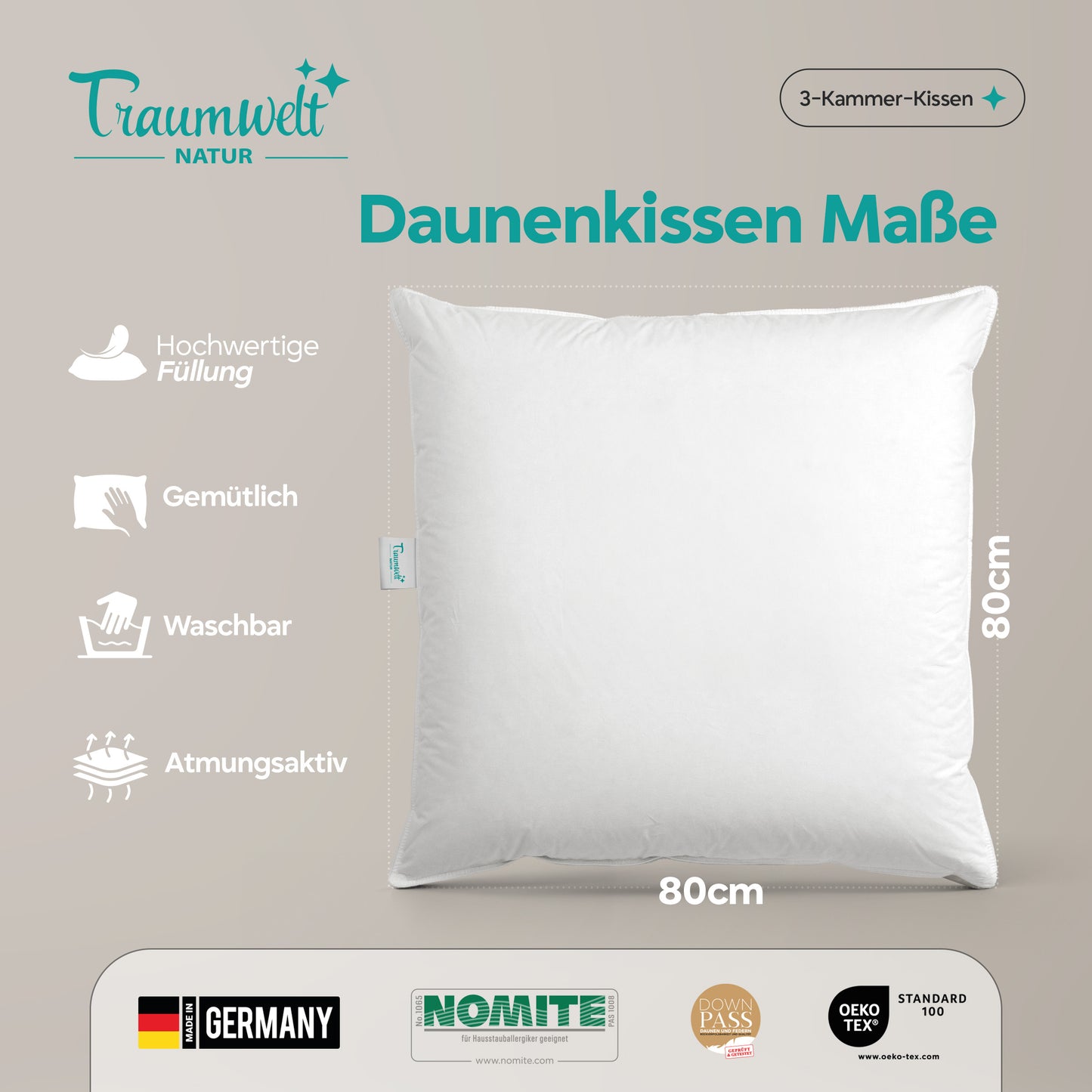 3-Kammer Daunenkissen