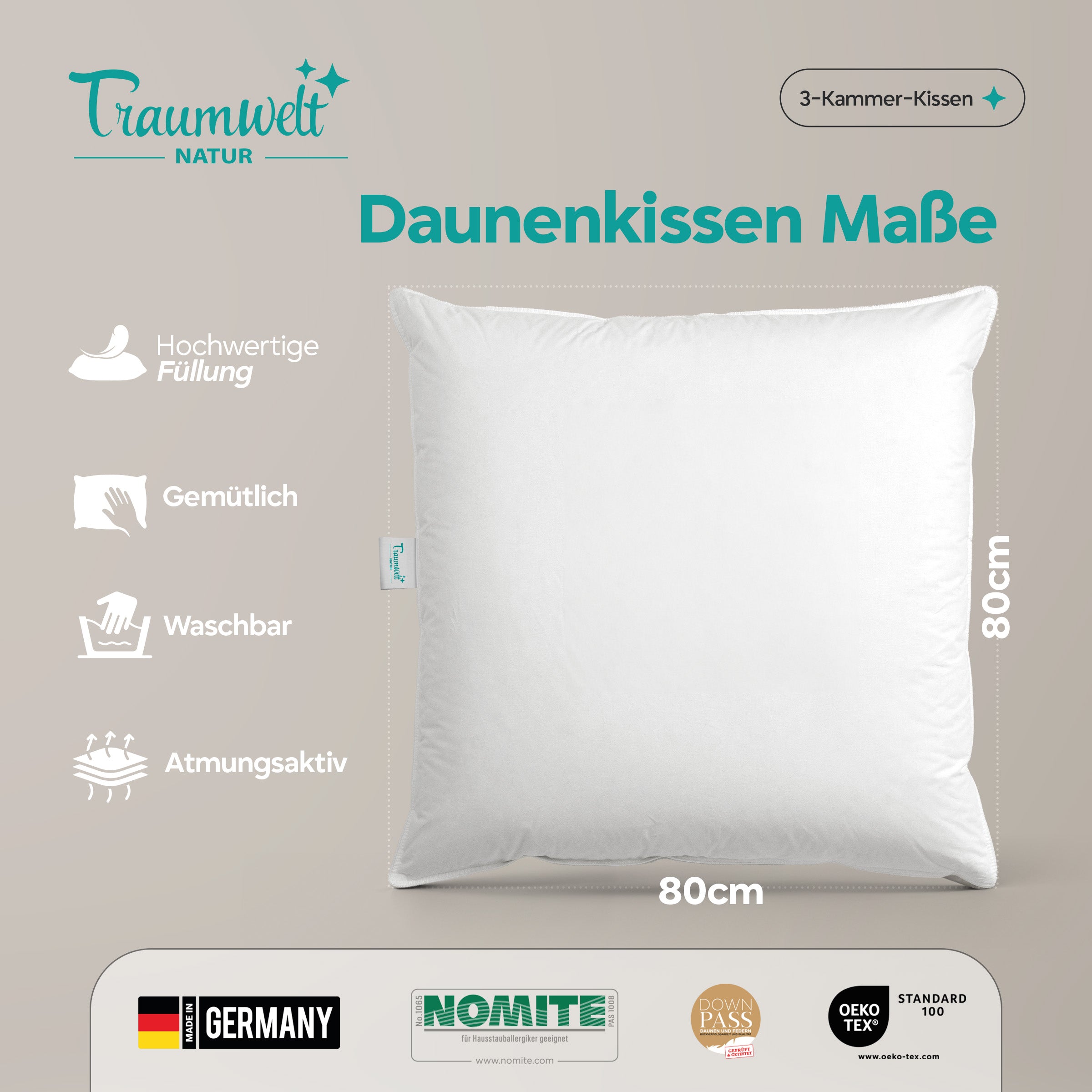 3-Kammer Daunenkissen