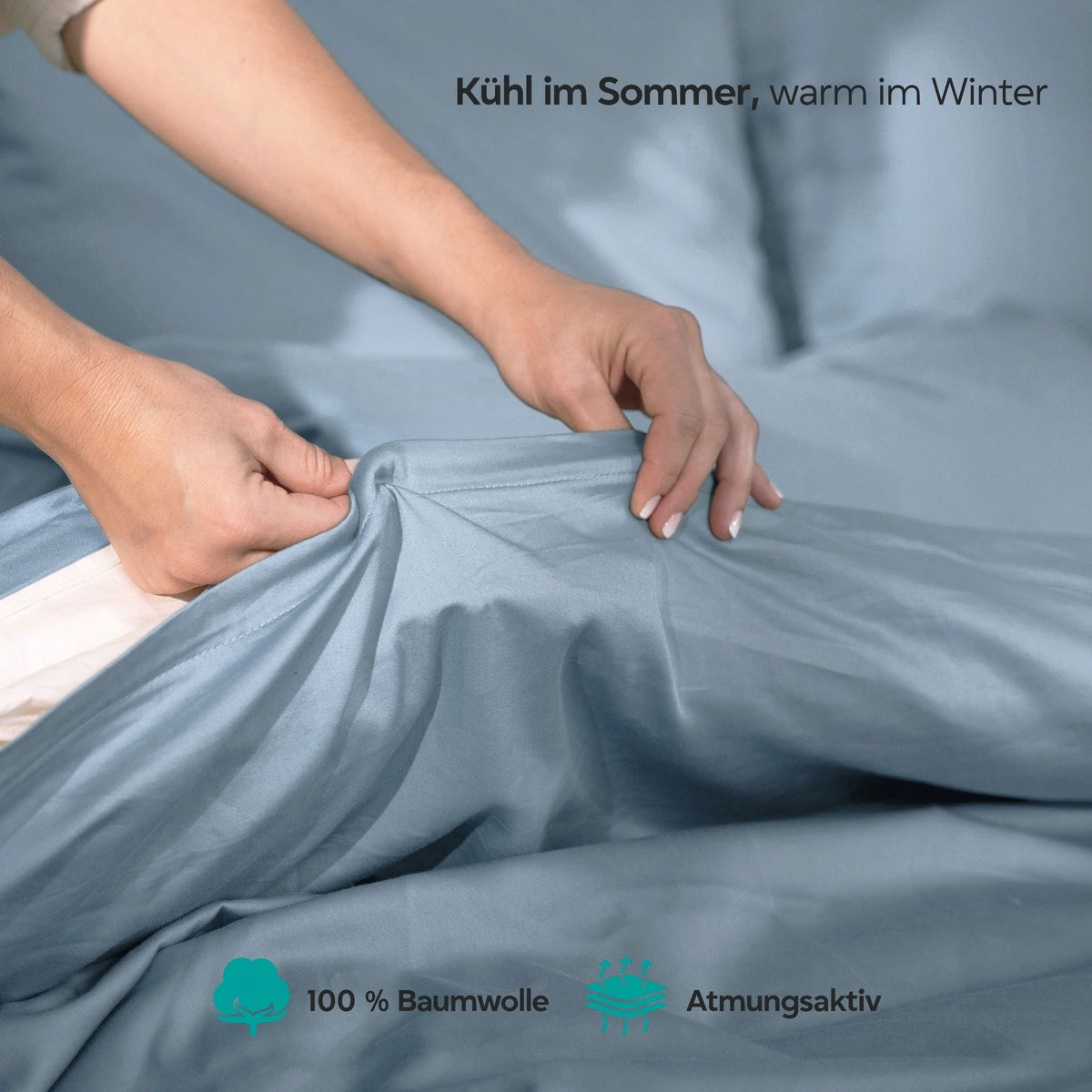Satin-Bettwäsche Dessin 42 – Blau
